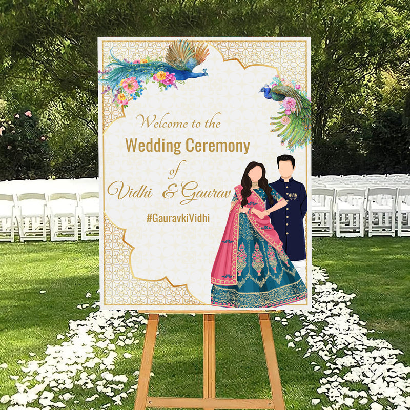 Indian Wedding Ceremony Welcome Board for Decoration