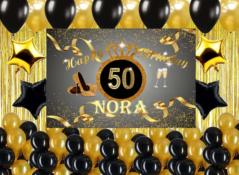 50th Birthday Party Complete Set with Personalized Backdrop