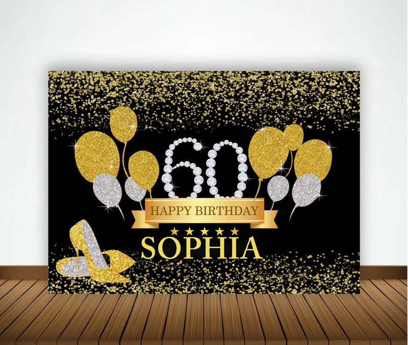 60th Theme Birthday Party Personalized Backdrop