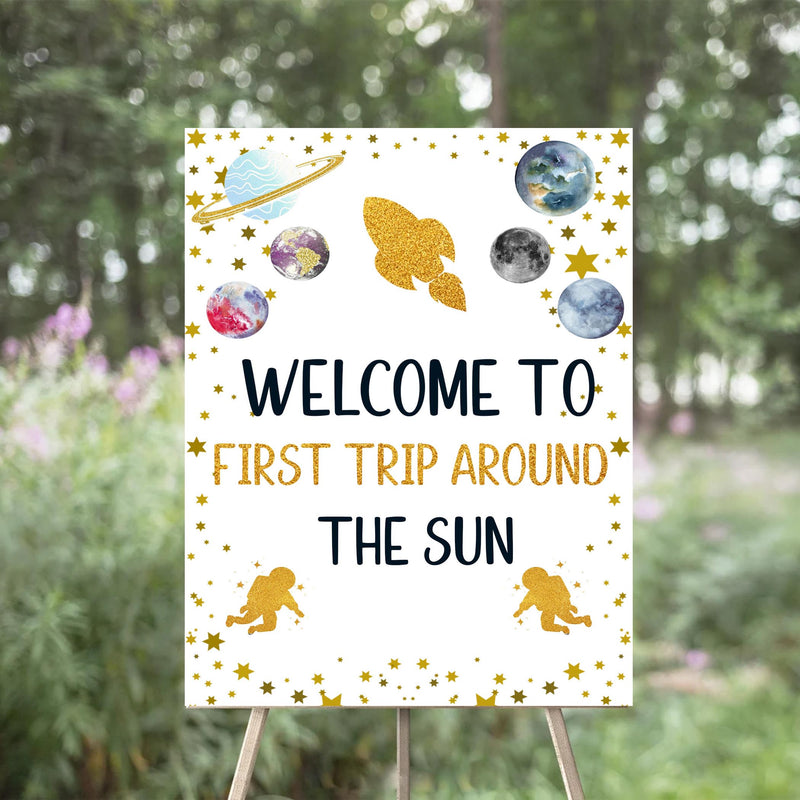 First Trip Around The Sun Theme Birthday Party Yard Sign/Welcome Board