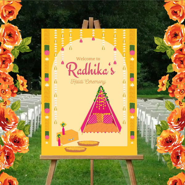 Haldi Ceremony Welcome Board Sign for Decoration