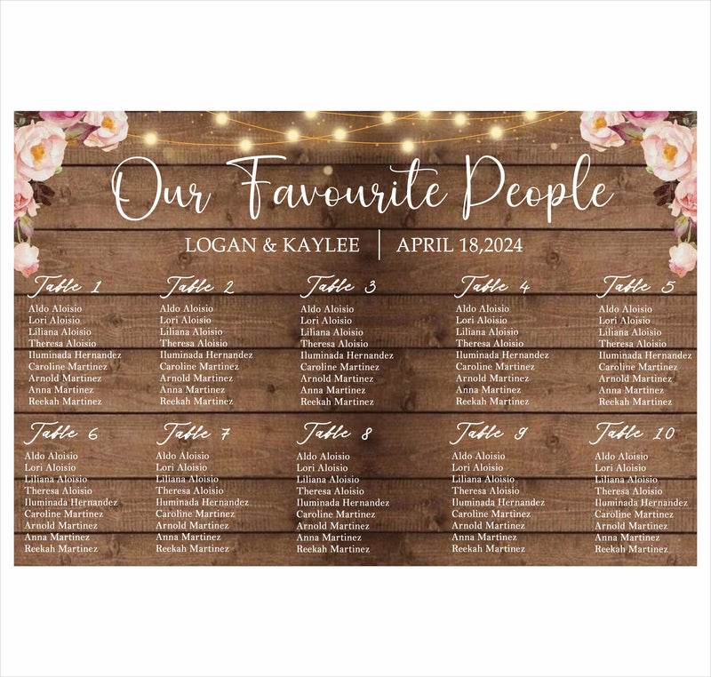 Rustic Theme Wedding Find your Seat Sitting Layout