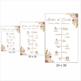 Pampas Grass Wedding Day Timeline Board