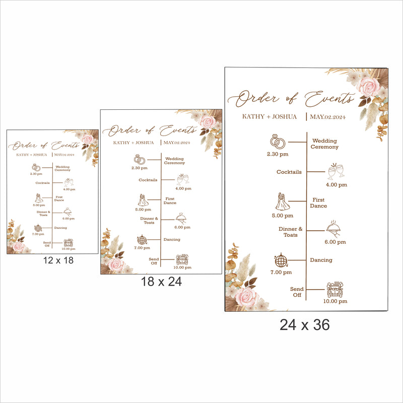 Pampas Grass Wedding Day Timeline Board