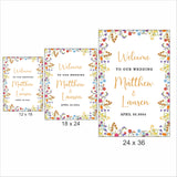 Wild Flower Theme Wedding  Welcome Sign Board for Decoration