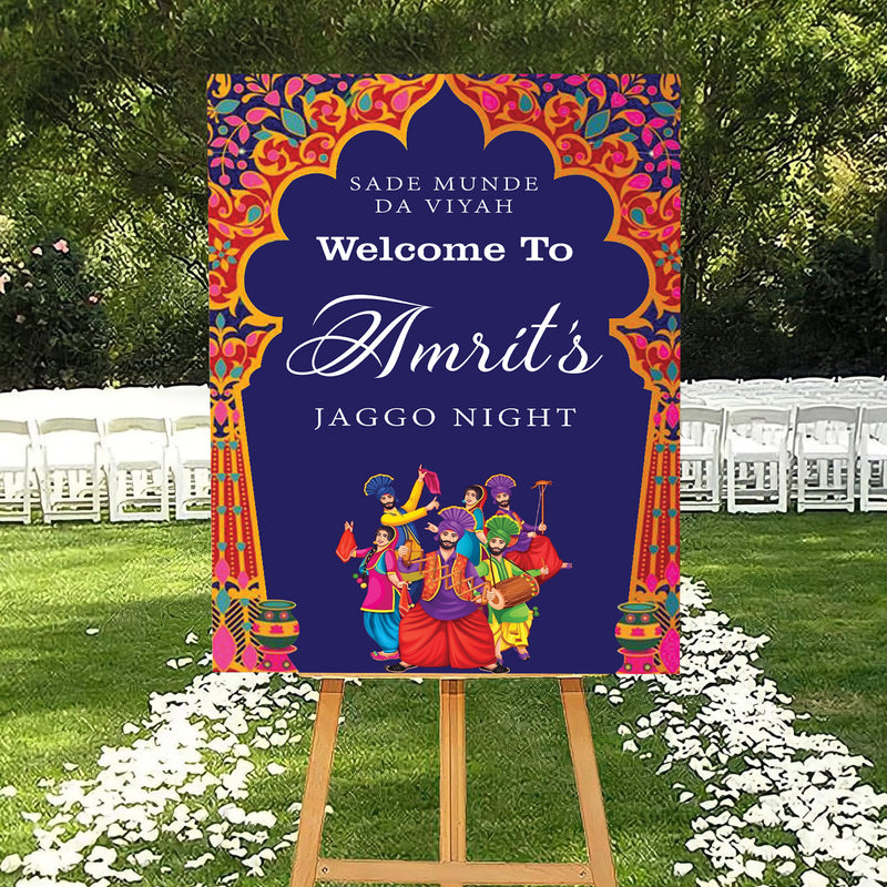 Jaggo Welcome Signage for Punjabi Wedding Decoration