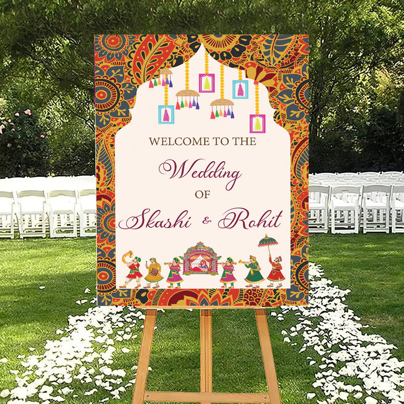 Indian Wedding Ceremony Welcome Board for Decoration