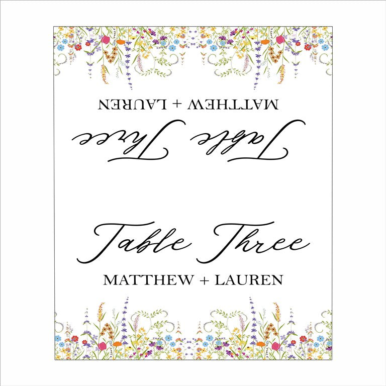 Wild Flower Theme Wedding Table Numbers/ Table Placecards