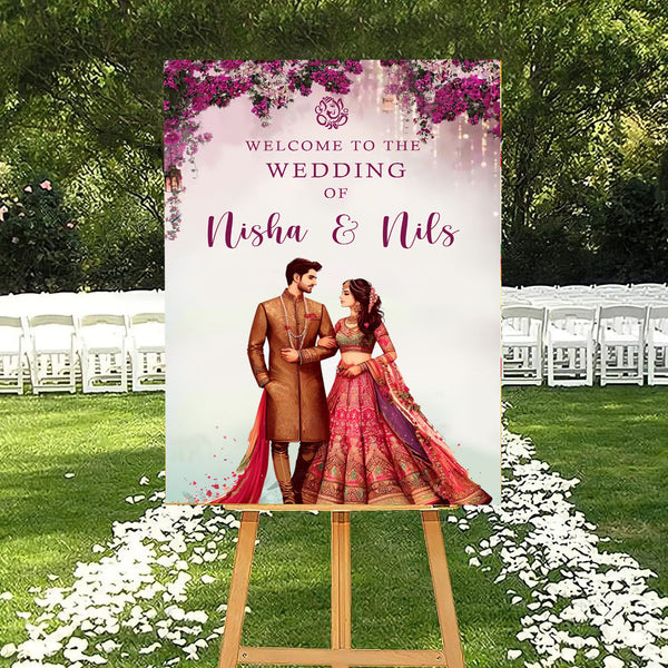 Indian Wedding Ceremony Welcome Board for Decoration