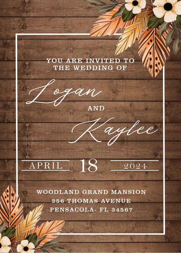 Rustic Wedding  E- Invite/Printed Invitation Card