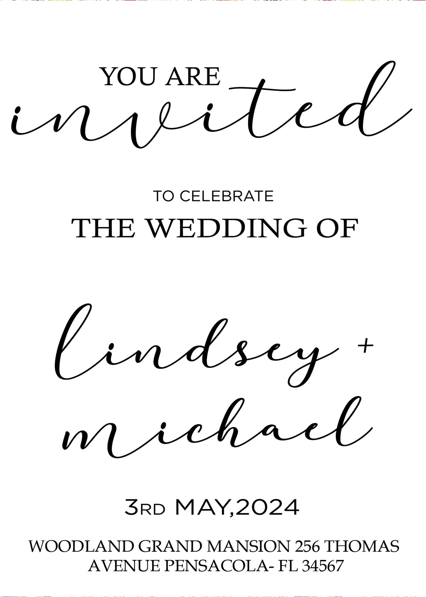 Modern Minimalist Wedding  E- Invite/Printed Invitation Card