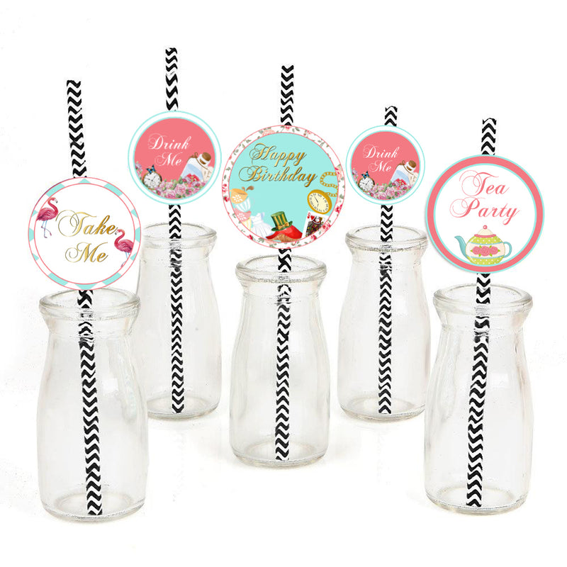 Tea Party Theme Birthday Party Paper Decorative Straws