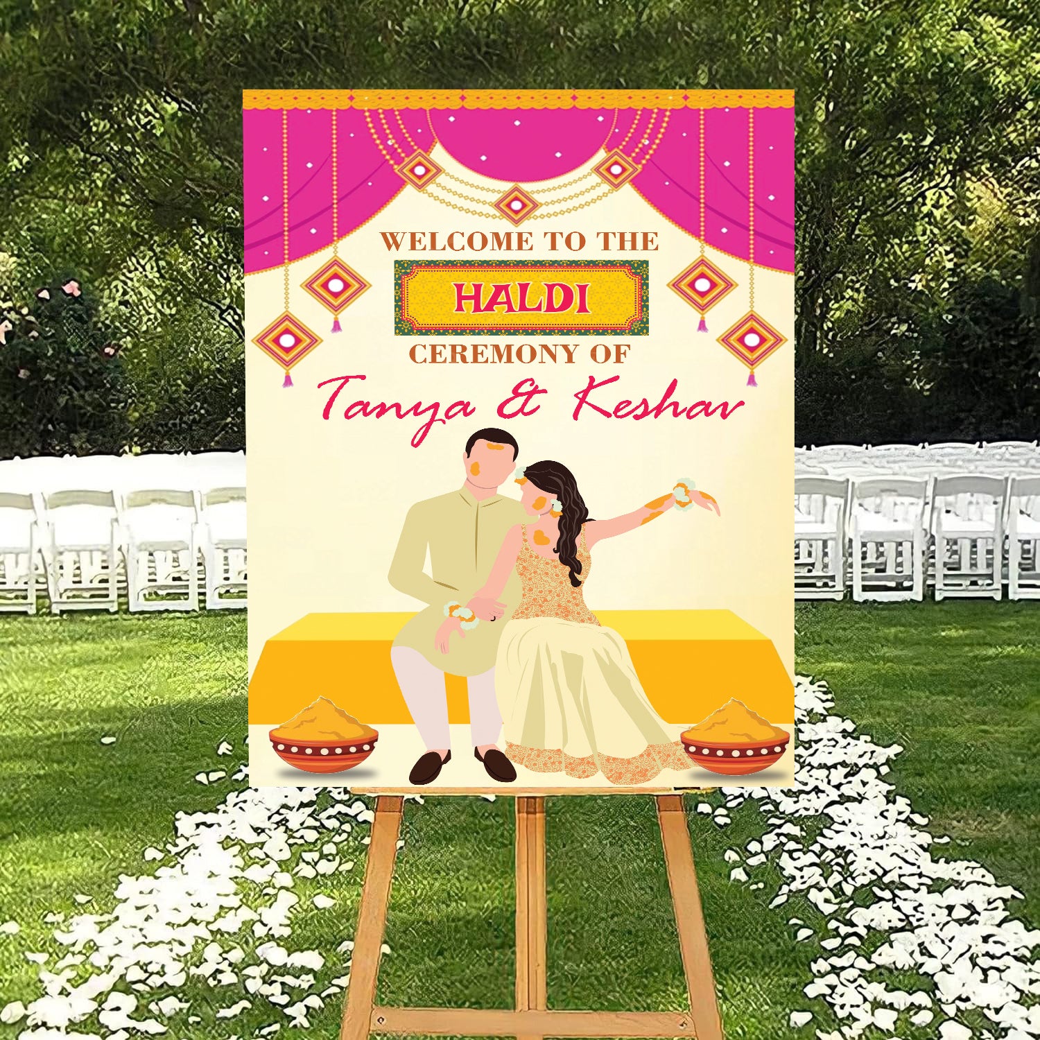 Haldi Ceremony Welcome Board for Decoration