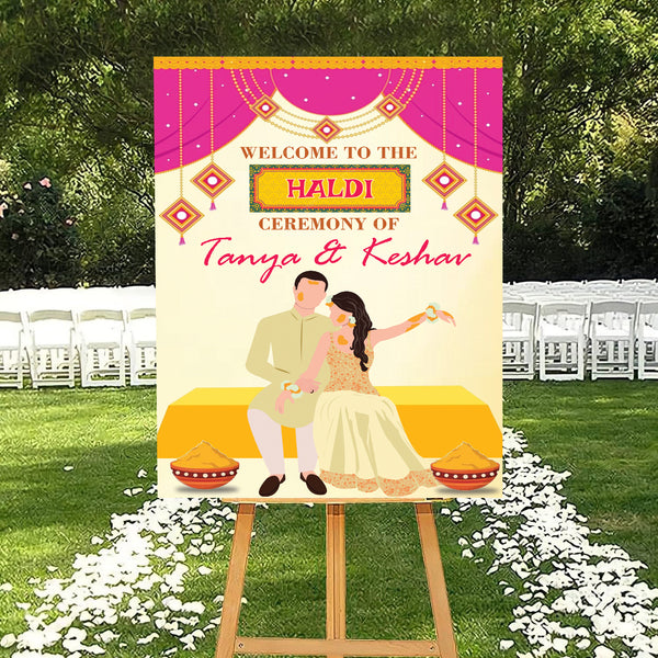 Haldi Ceremony Welcome Board for Decoration