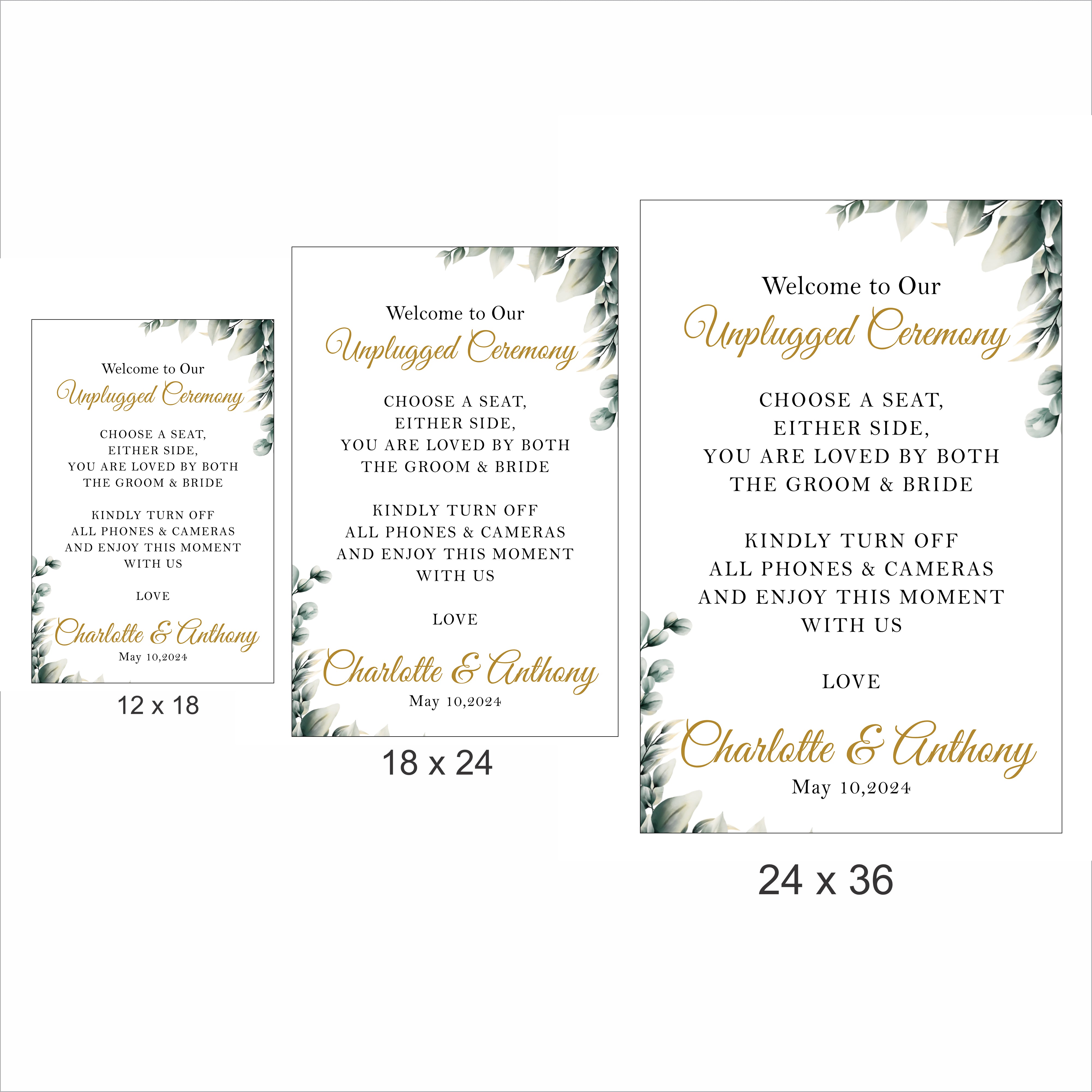 Unplugged Ceremony Wedding Sign Board for Decoration