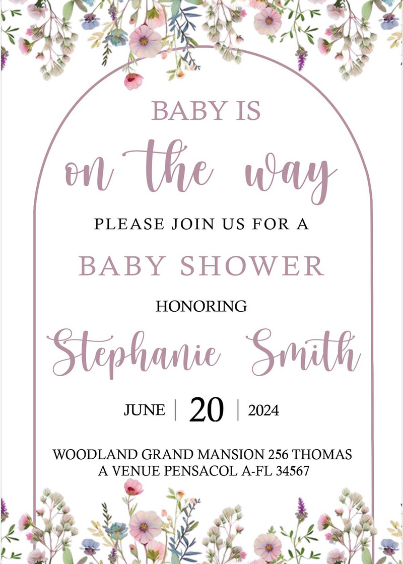 Wild Flower Theme Baby Shower E- Invite/Printed Invitation Card