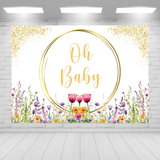 Wild Flower Theme Baby Shower Party Personalized Backdrop