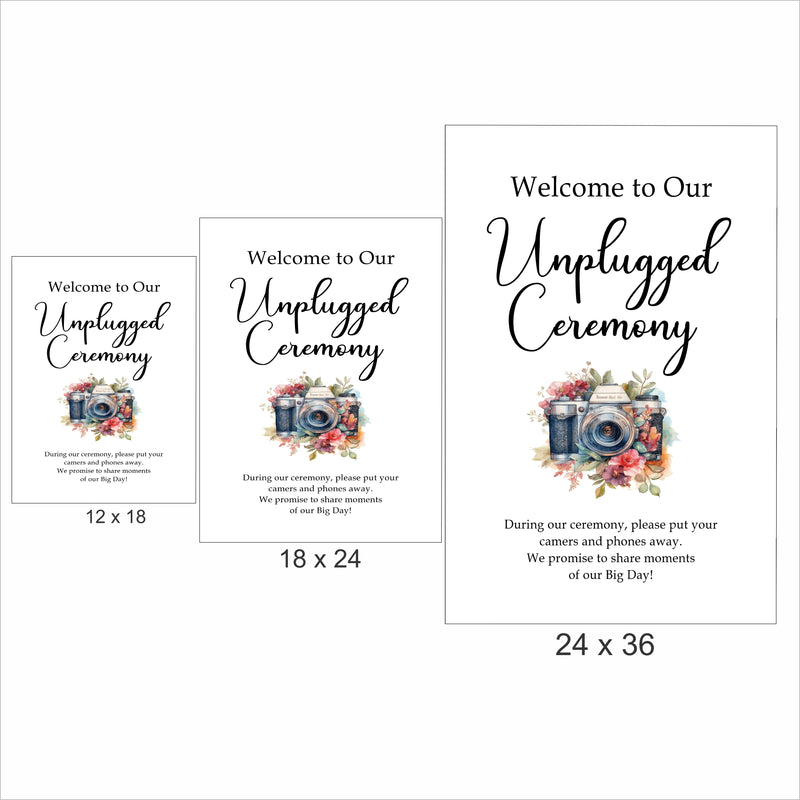 Unplugged Ceremony Wedding Welcome Sign Board for Decoration