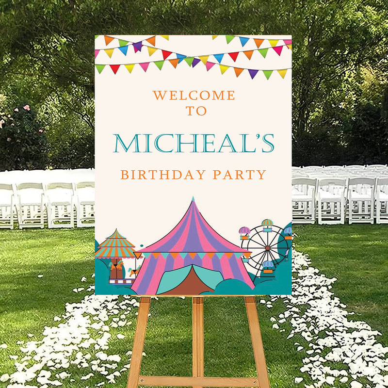 Carnival Theme Birthday Party Yard Sign/Welcome Board