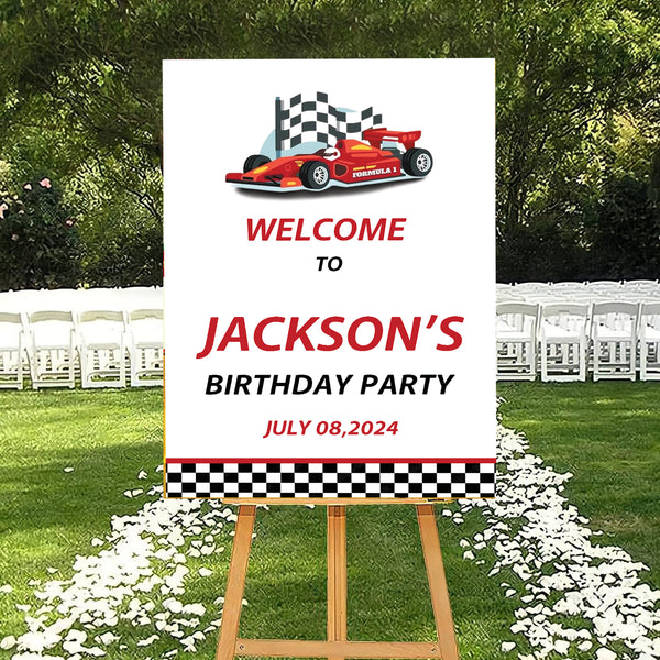 Car Racing Theme Birthday Party Yard Sign/Welcome Board