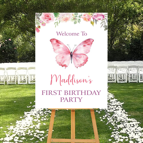 Butterfly Theme Birthday Party Yard Sign/Welcome Board