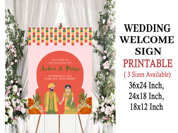 Indian Wedding Ceremony Welcome Board for Decoration