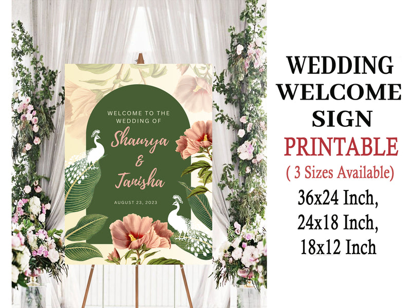 Indian Wedding Ceremony Welcome Board Sign for Decoration