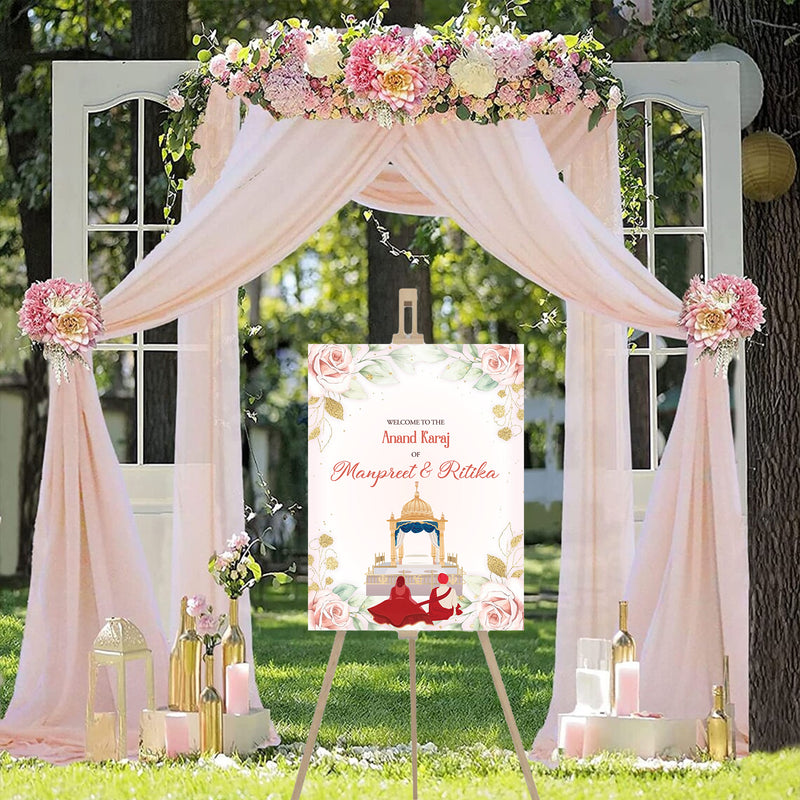 Indian Punjabi Wedding Anand Karaj  Ceremony Welcome Board for Decoration