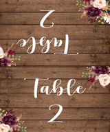 Rustic Theme Wedding Table Numbers/ Table Placecards