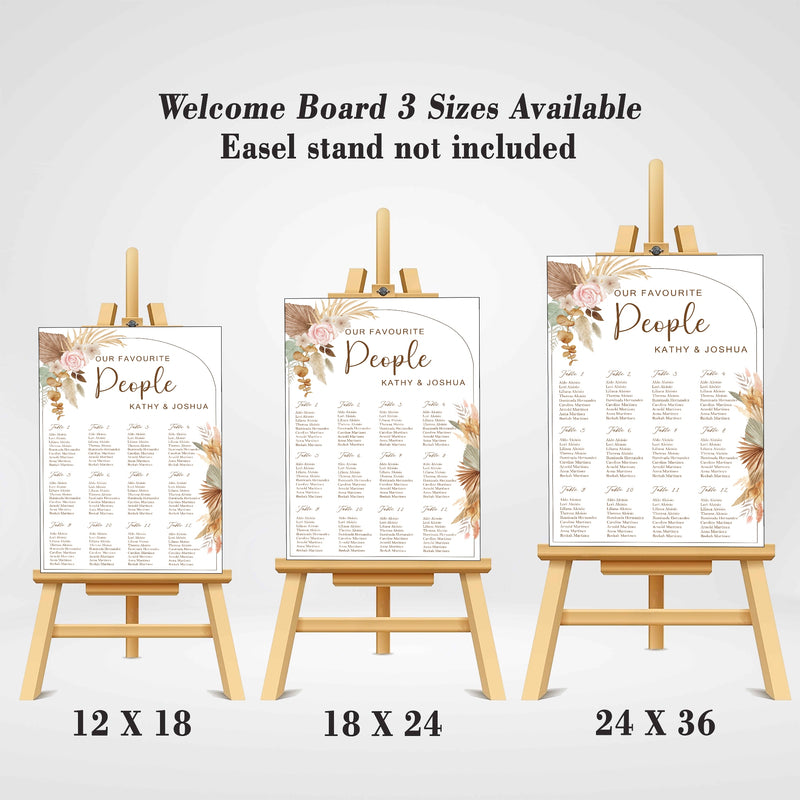 Pampas Grass Wedding Find your Seat Sitting Layout