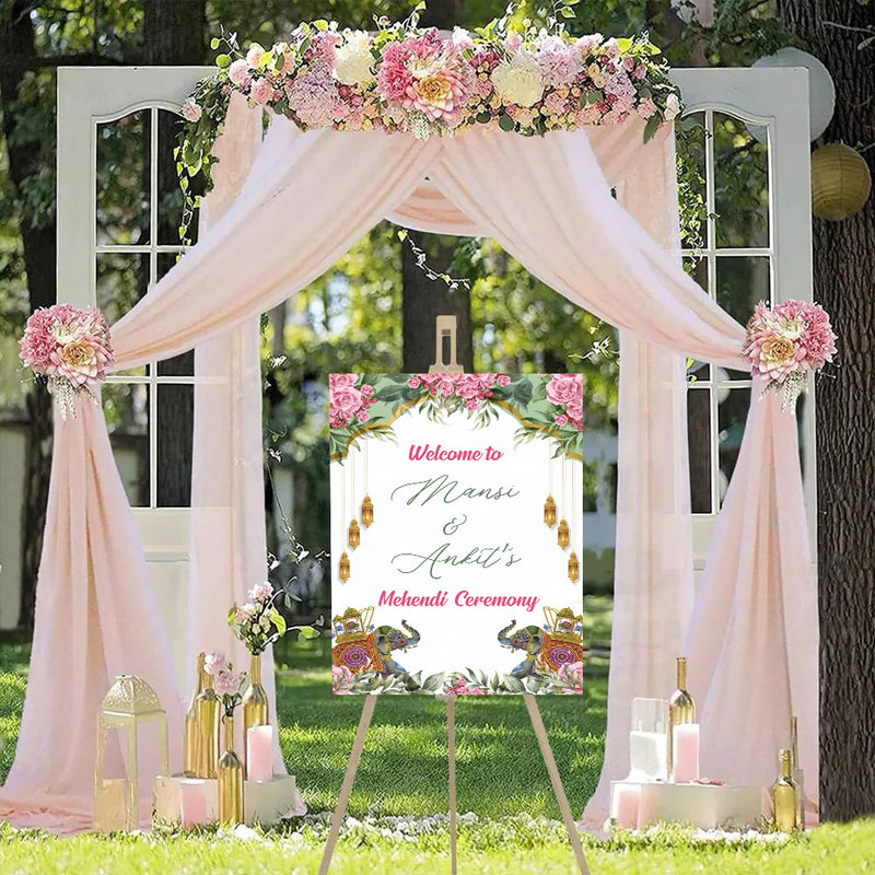 Mehndi Ceremony Signage or Welcome Board for Decoration