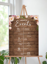 Rustic Theme Wedding Day Timeline Board