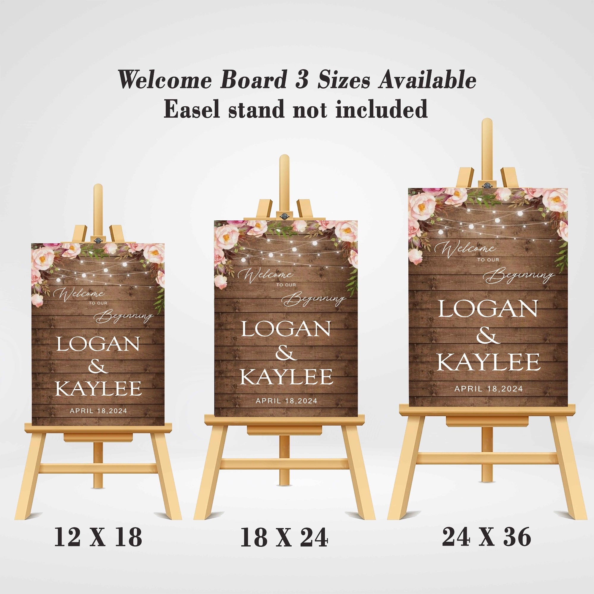 Rustic Theme Wedding Welcome Sign Board for Decoration