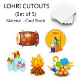 Lohri Party Paper Cutouts for Decoration- Set of 5