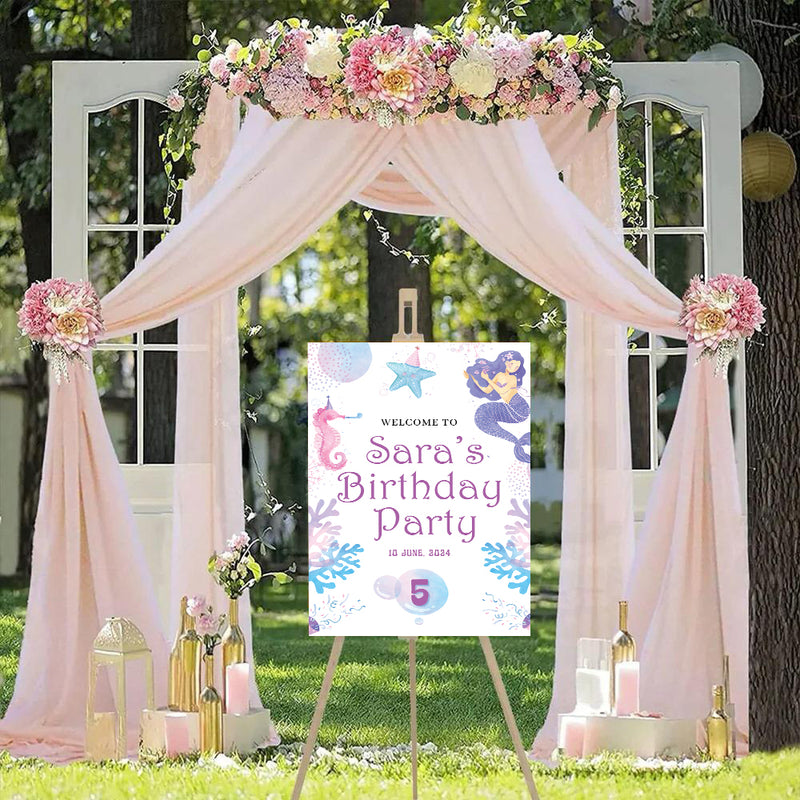 Mermaid Theme Birthday Party Yard Sign/Welcome Board