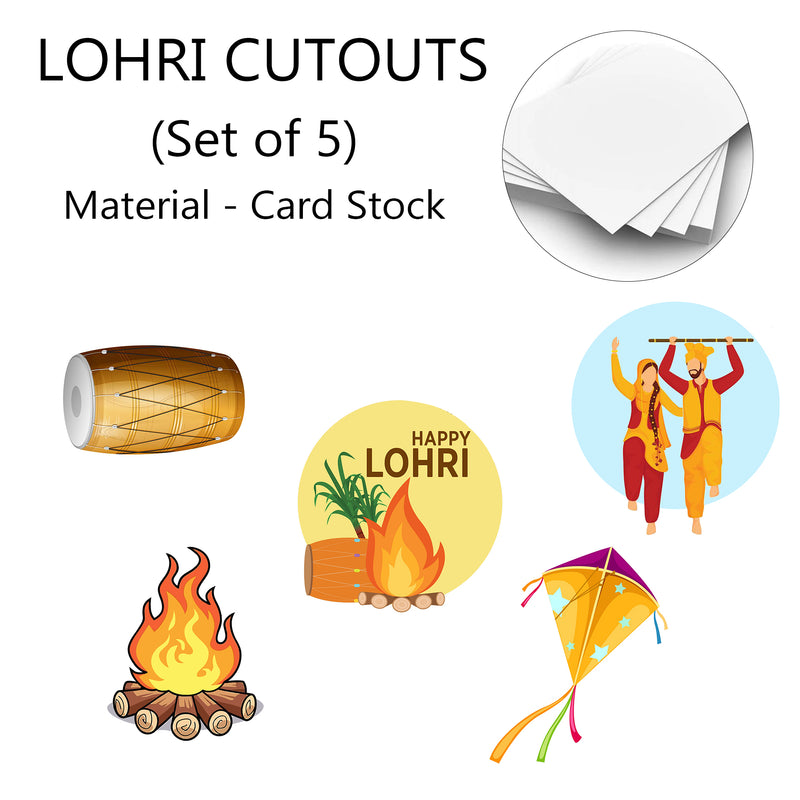 Lohri Party Paper Cutouts for Decoration- Set of 5