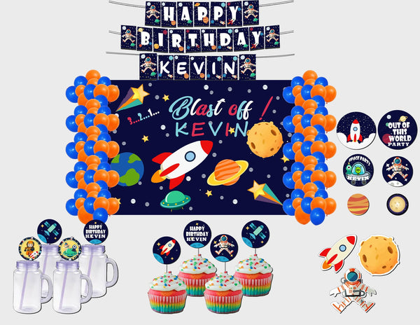 Space Theme Birthday Complete Personalize Party Kit
