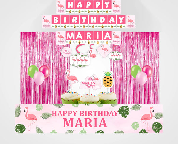 Flamingo Birthday Party Decoration Kit - Personalized