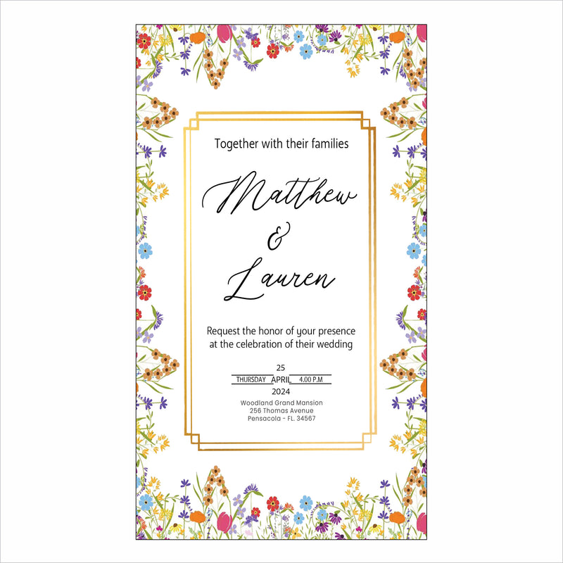 Wild Flower Wedding  E- Invite/Printed Invitation Card