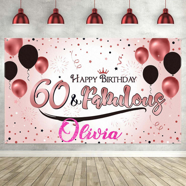 60th Theme Birthday Party Personalized Backdrop