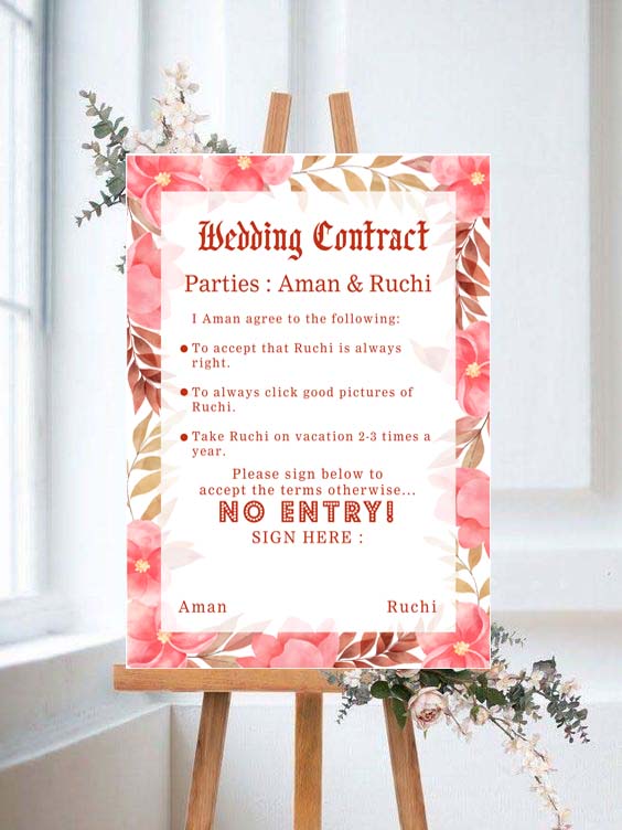 Wedding Contract / Bridal Party Welcome Signage