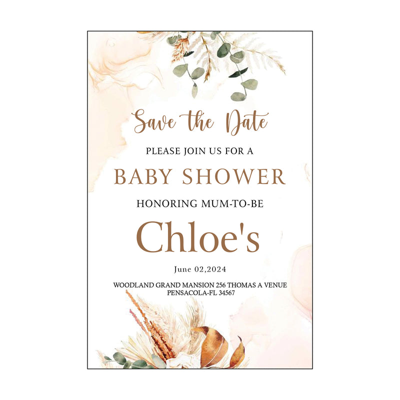 Boho Theme Baby Shower E- Invite/Printed Invitation Card