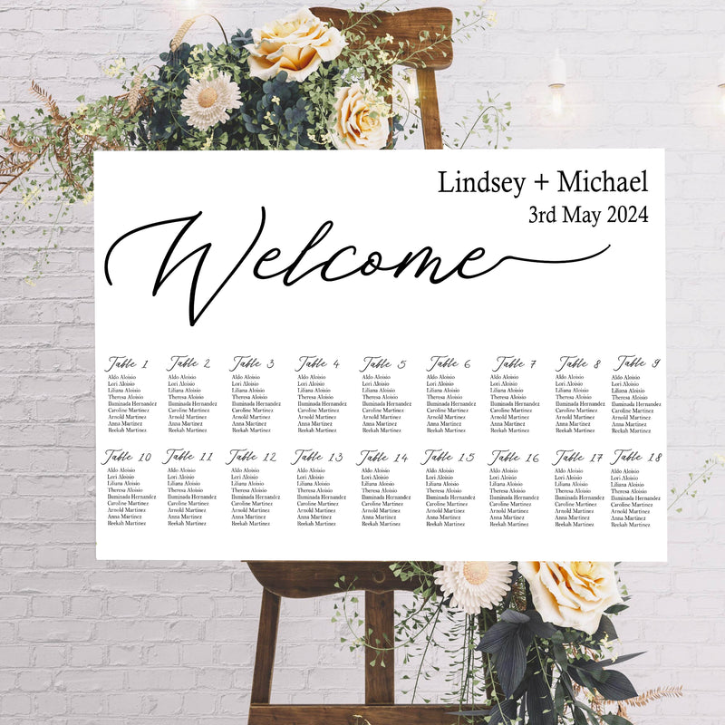 Modern Minimalist Theme Wedding Find your Seat Sitting Layout