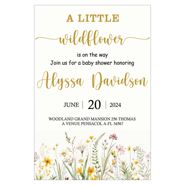 Wild Flower Theme Baby Shower E- Invite/Printed Invitation Card