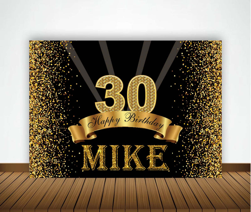 30th Theme Birthday Party Personalized Backdrop.