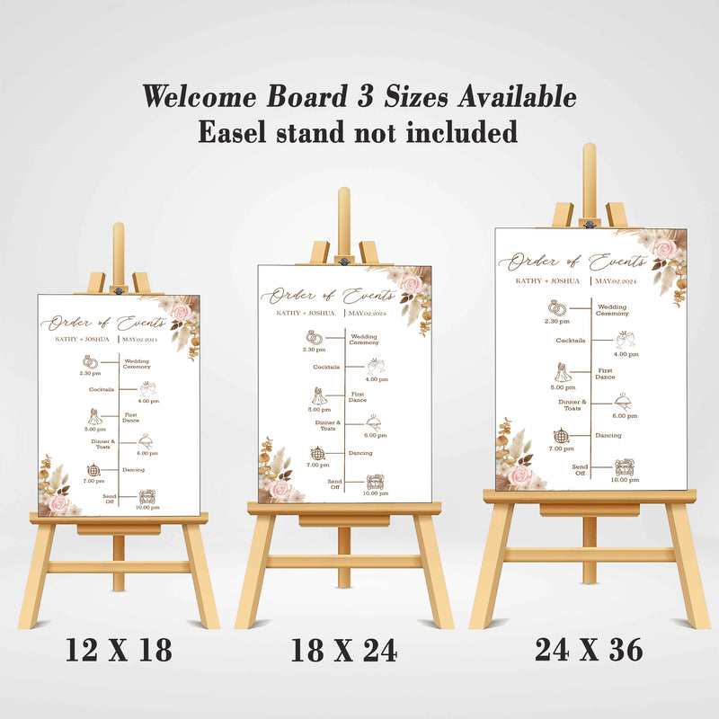 Pampas Grass Wedding Day Timeline Board