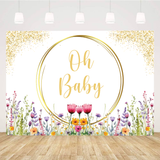 Wild Flower Theme Baby Shower Party Personalized Backdrop