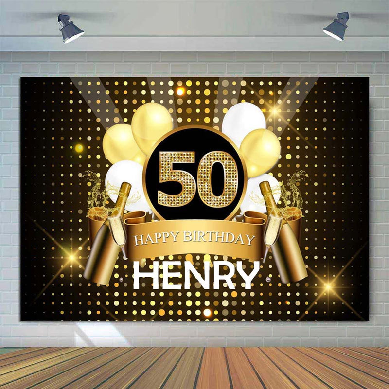 50th Theme Birthday Party Personalized Backdrop