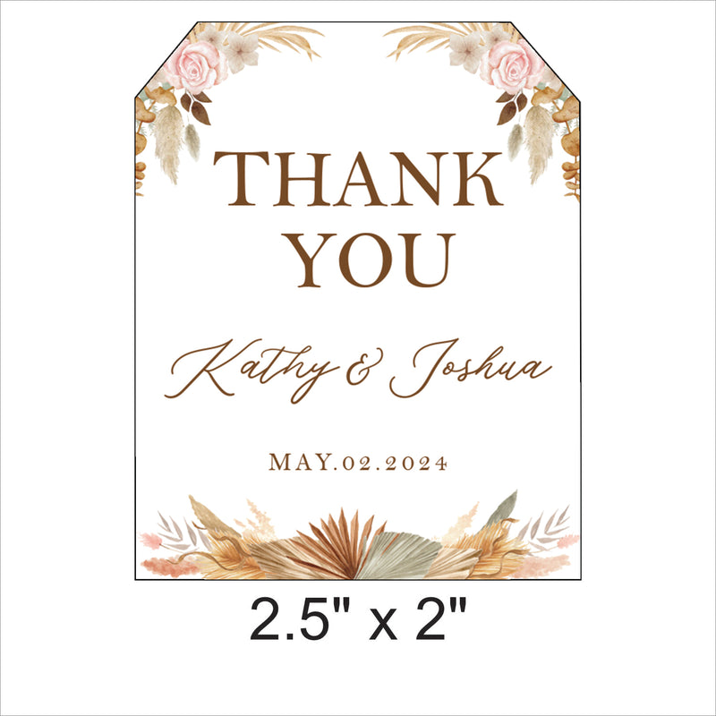 Pampas Grass Theme Wedding Thank You Tag Favor /Stickers