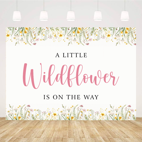 Wild Flower Theme Baby Shower Party Personalized Backdrop